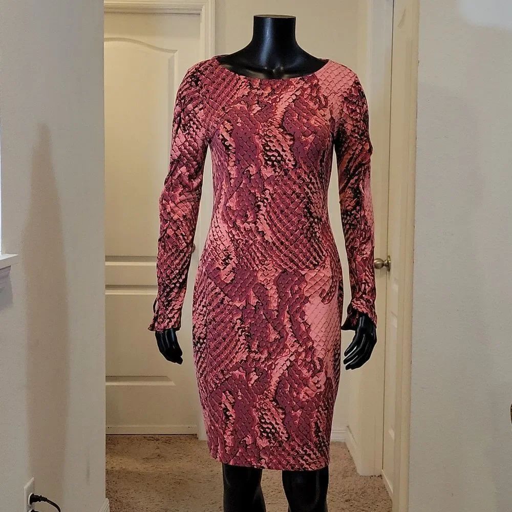 BRAND NEW PROJECT RUNWAY MULTI-COLOR LONG SLEEVELESS ROUNDNECK DRESS - Picture 10 of 16